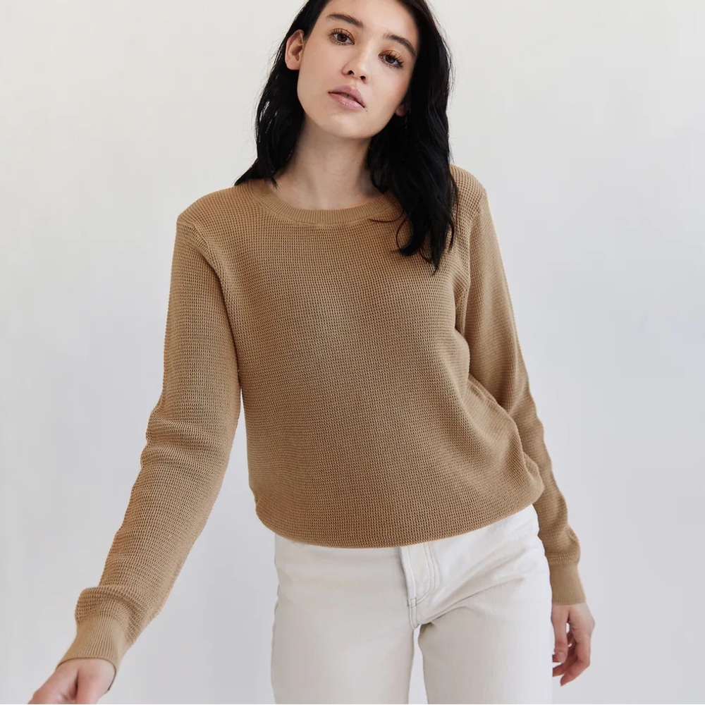 It is Well LA Easy Waffle Crewneck Sweater in Black
